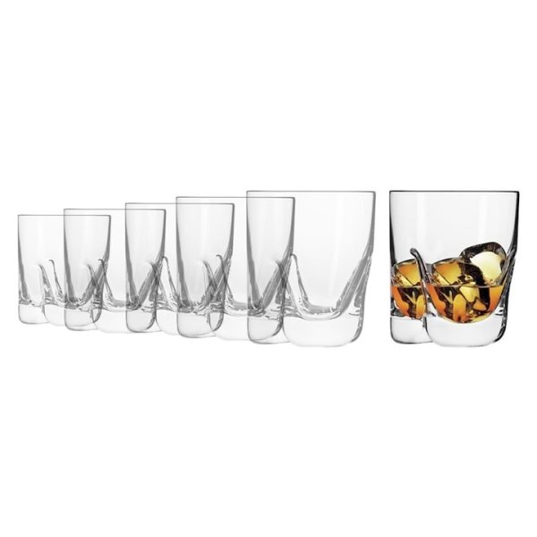 Set 6 pahare din sticla, pentru whisky, 250ml - Krosno