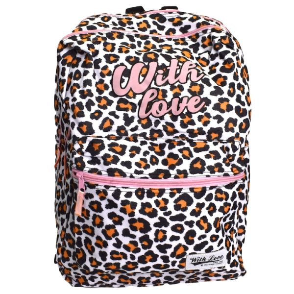 Rucsac Stationery with Love, leopard, alb