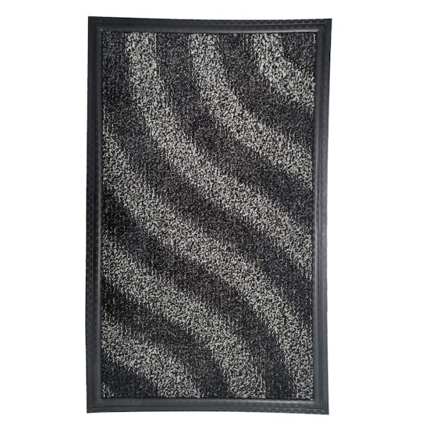 Covoras intrare GermagTrend, 75 x 46 cm, gri, material textil, cauciuc, 58046GYBLK