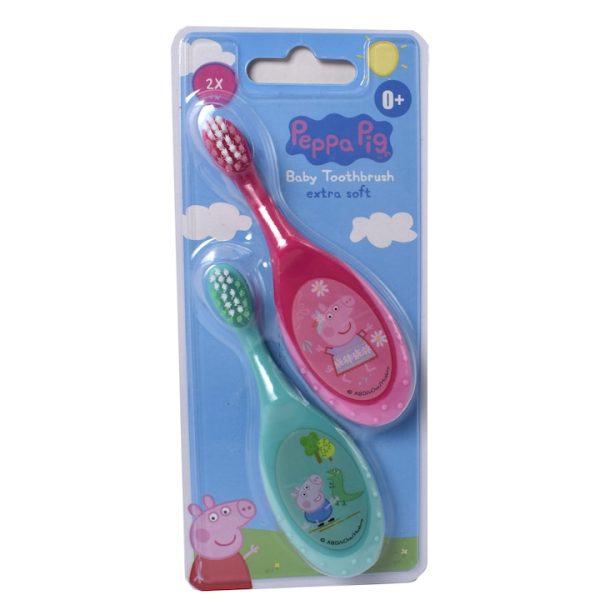Set 2 periute dinti, manuale, Peppa Pig, pentru bebelusi, 59547RD/BL