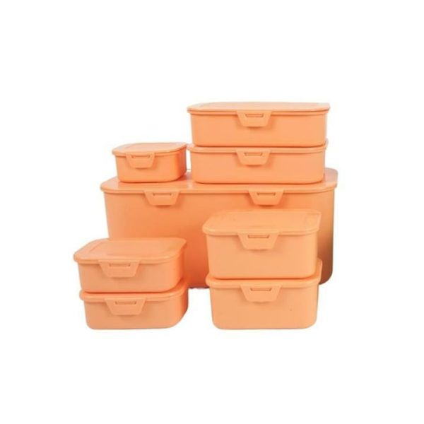 Set casolete depozitare, 8 bucati, fara BPA, culoare portocaliu, 75294OR