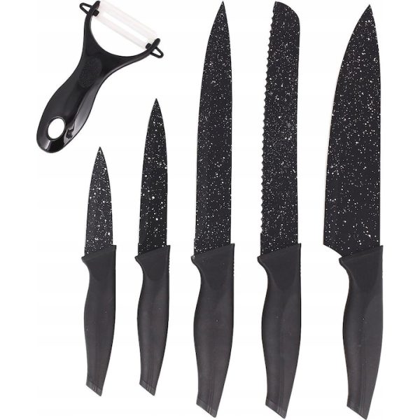 Set 5 cutite/curatator legume, Lowenthal, Marmura, Negru